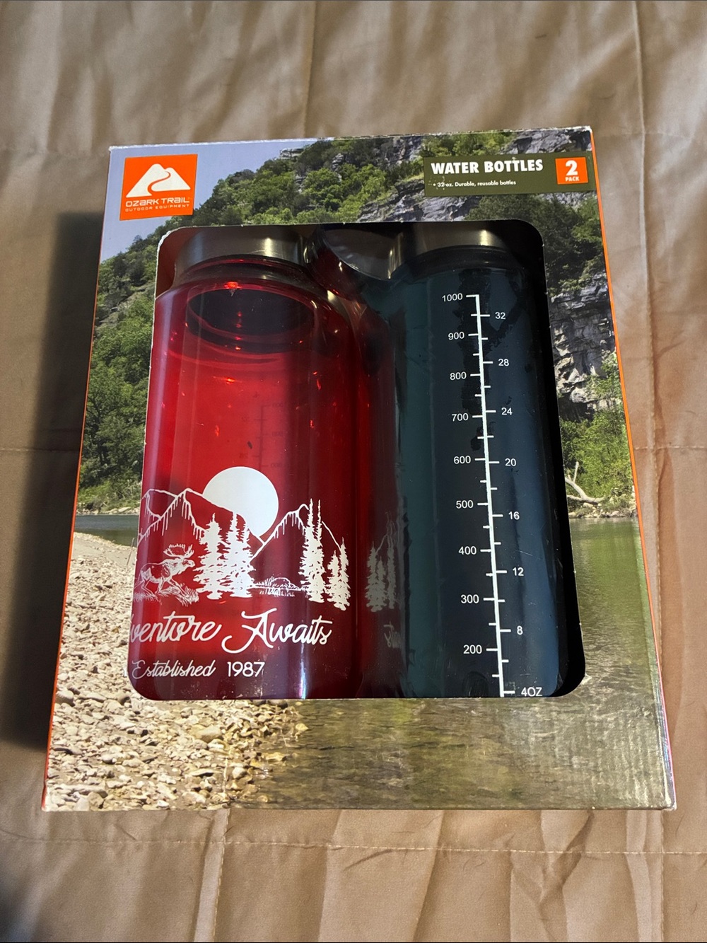 Ozark Trail 2-Pack Water Bottles — Red & Dark Green